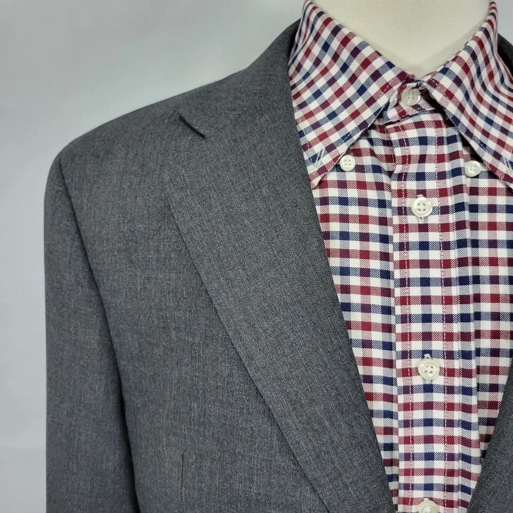 Joseph Feiss Trio Mens Sport Coat Blazer Two Button Charcoal Gray Twill Wool 42L